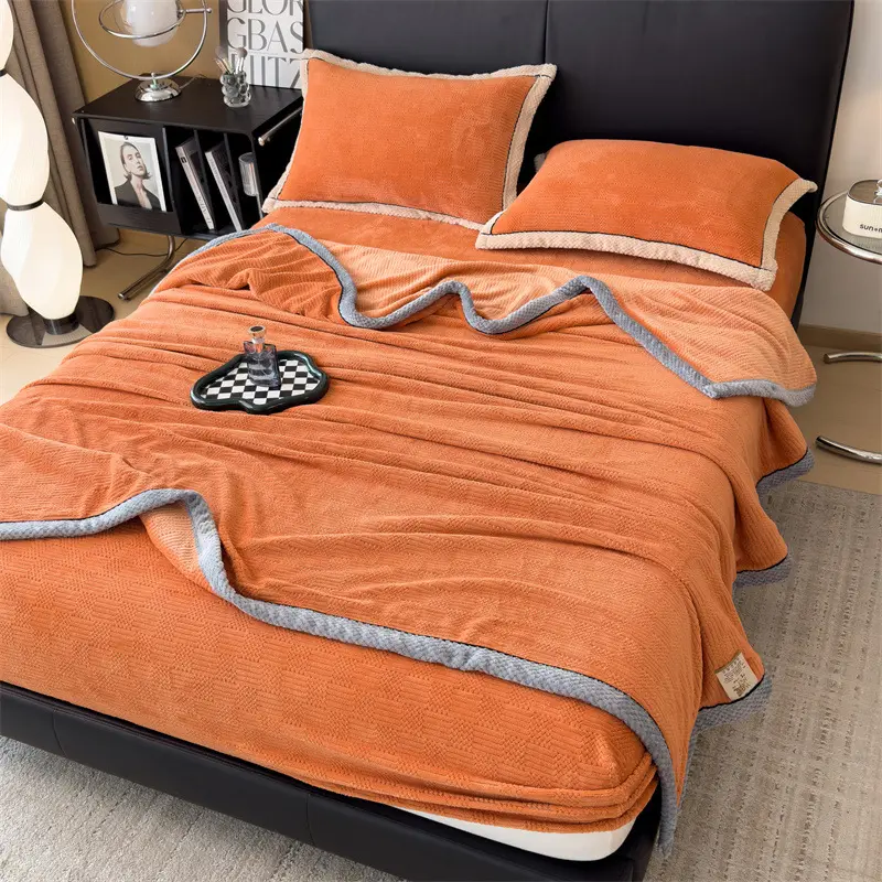 Carved Velvet Blanket Autumn Winter Warm Sofa Blanket Soft Comfortable Warmth Bed Blankets Throw Fluffy Breathable Bed Sheets