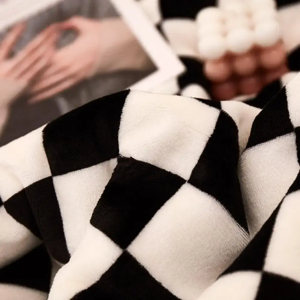 2024 New Checkerboard Printed Lamb Fleece Blanket Cover Blanket Series