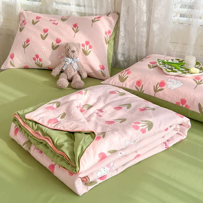 1PC A-Class Pure Cotton Summer Soybean Fiber Blanket, Cartoon Air-Conditioned Blanket for Student Single Double Bed