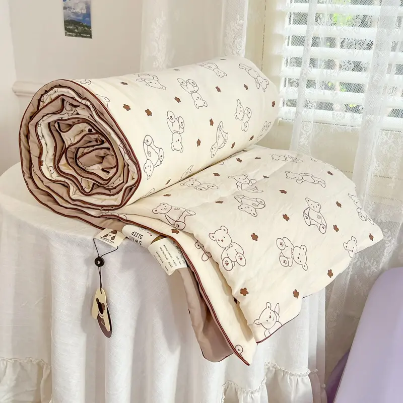 1PC A-Class Pure Cotton Summer Soybean Fiber Blanket, Cartoon Air-Conditioned Blanket for Student Single Double Bed