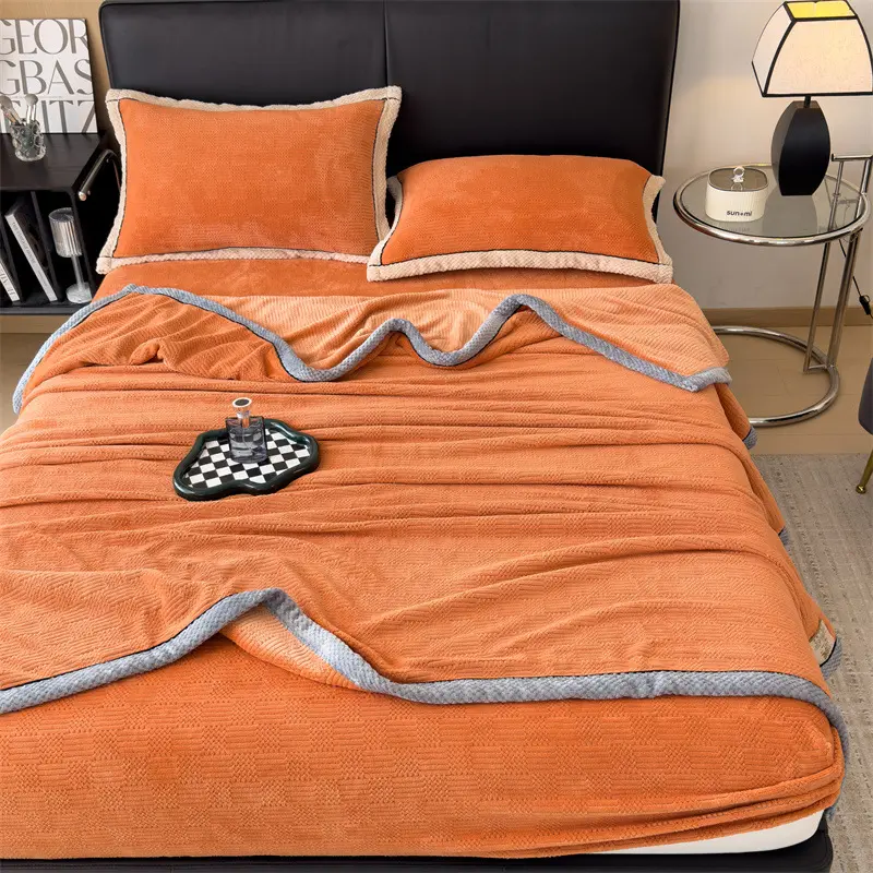 Carved Velvet Blanket Autumn Winter Warm Sofa Blanket Soft Comfortable Warmth Bed Blankets Throw Fluffy Breathable Bed Sheets