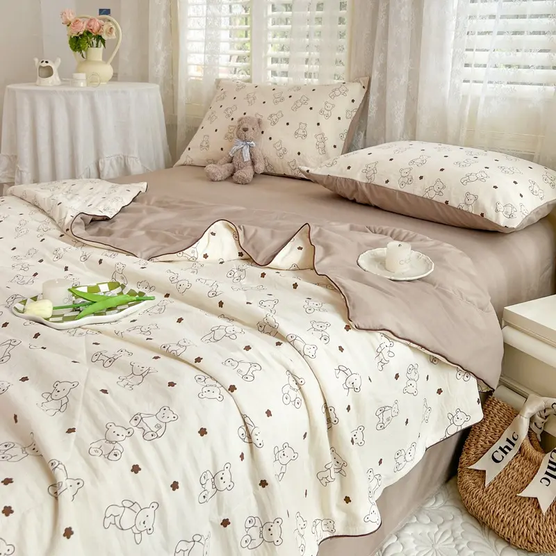 1PC A-Class Pure Cotton Summer Soybean Fiber Blanket, Cartoon Air-Conditioned Blanket for Student Single Double Bed