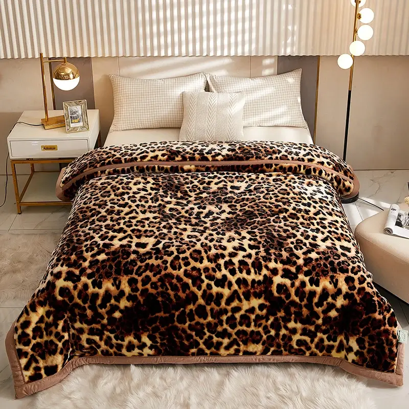 High End Printed Warm Winter Raschel Blanket for Bed Soft Warmth Thickened Single Double Quilts Skin Friendly Weighted Blankets