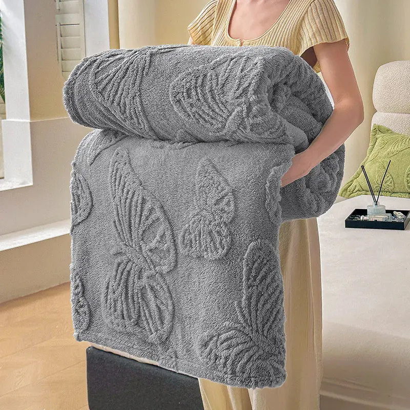 Luxurious Chiffon Butterfly Jacquard Throw Blanket,Flannel Soft and Cozy Shawl,Perfect for Couch or Bed