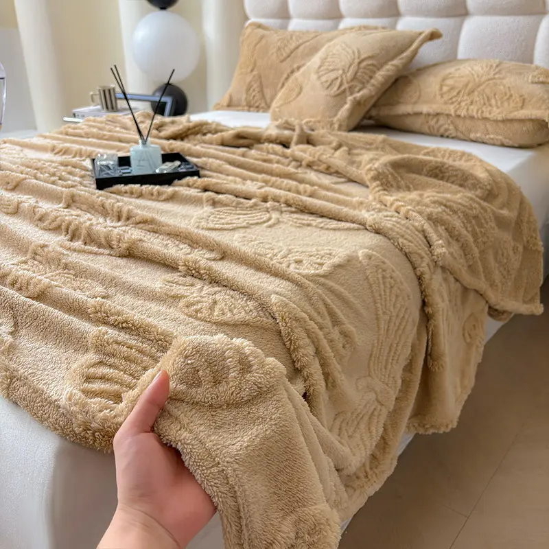 Luxurious Chiffon Butterfly Jacquard Throw Blanket,Flannel Soft and Cozy Shawl,Perfect for Couch or Bed
