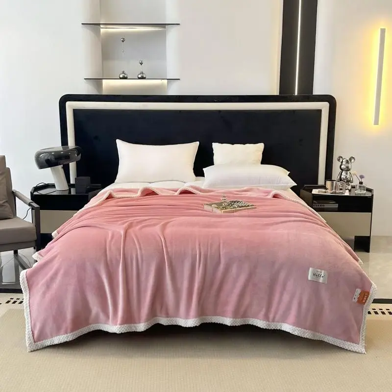 Single Layer Thick Solid Color Warm Flannel Blanket for Nap, Air Conditioning Cover Blanket