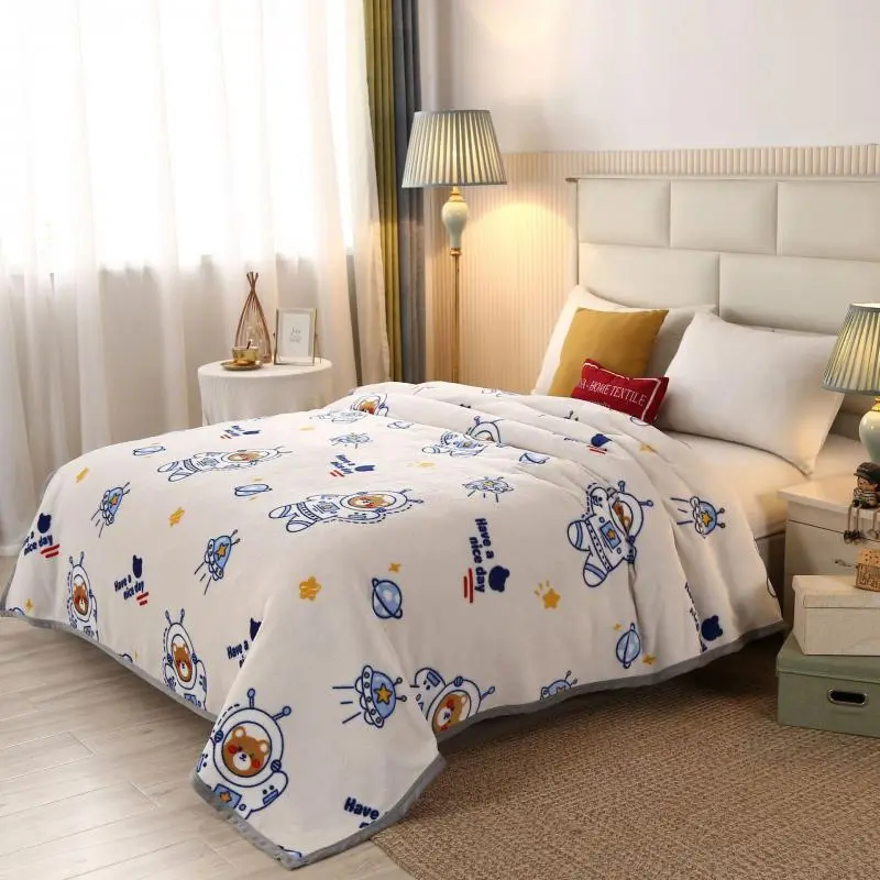 Clearance_Reinforced Thickness Flannel Two-sided Multifunction Warm Lid Blanket