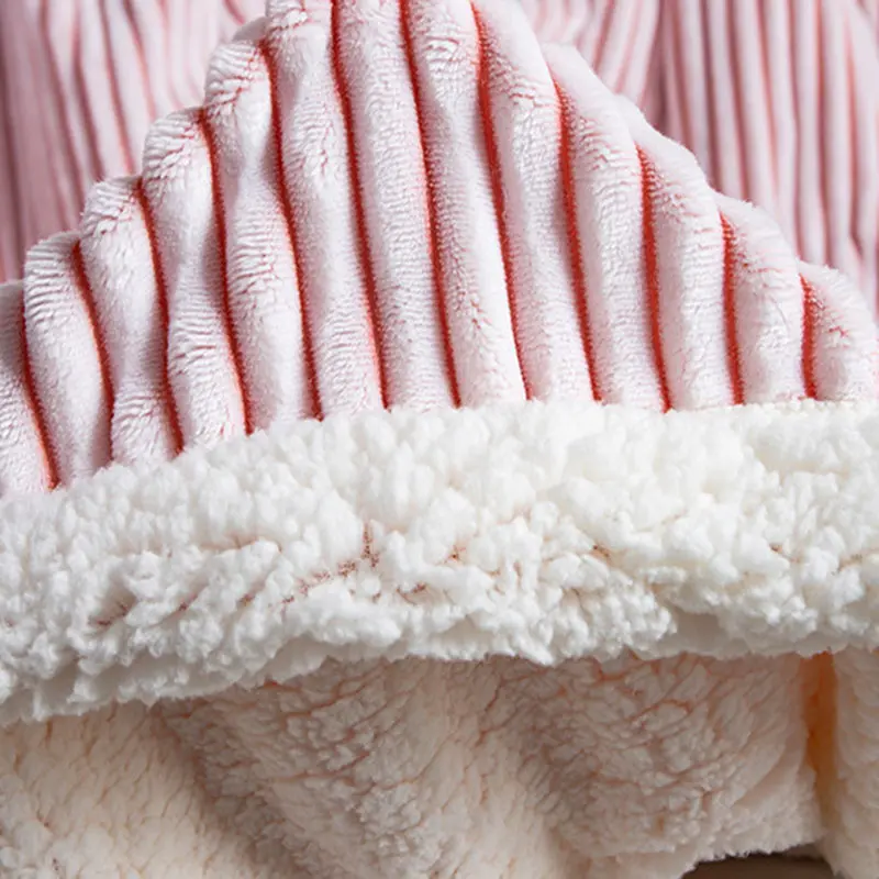 Nordic Striped Quilted Wool Throw Blanket Leisure Plain Colored Warm Sofa Cover for Office Super Soft Comfortable Shawl Cushion