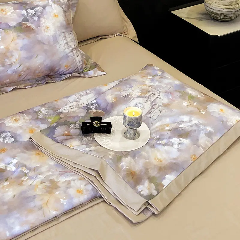 4Pcs Ice Silk Summer Cool Quilt Set with Sheets Pillowcases, Washable Air-Conditioned Summer Chiffon Yarn Cool Feeling Quilt
