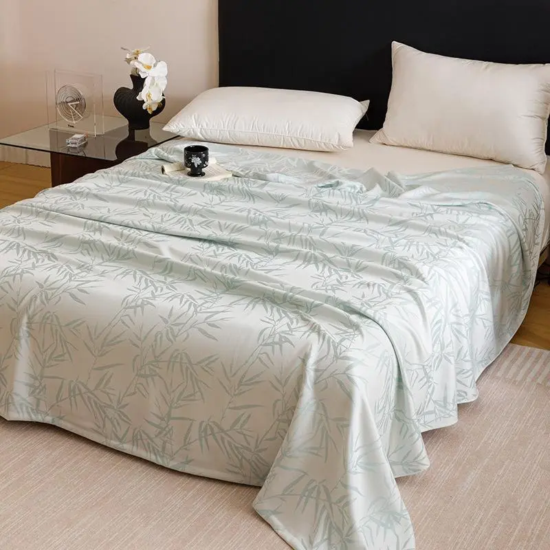 2025 New Bamboo Fiber Thin Cover Blanket, Simple Summer Air Conditioning Blanket for Single Double Bed