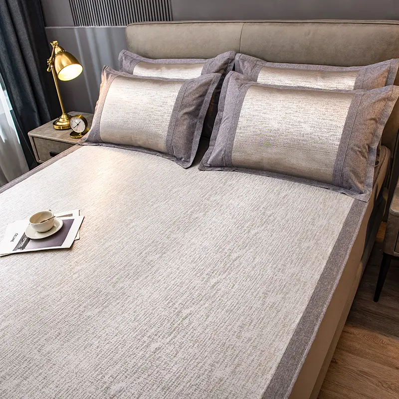 Luxury Summer Fitted Bed Sheet and Pillowcase Breathable and Cooled Summer Bed Pad Soft Silky Cooling Feeling Mattress Covers