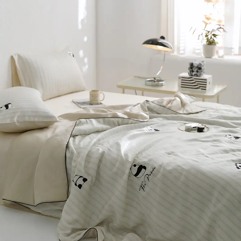 4pcs Tencel Cotton Summer Quilt set with sheets pillowcases, Air Conditioning Quilt, Machine Washable Lyocell Fiber Quilt