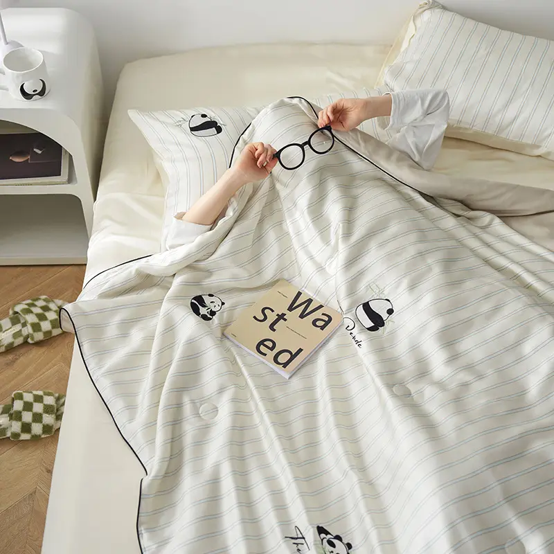 4pcs Tencel Cotton Summer Quilt set with sheets pillowcases, Air Conditioning Quilt, Machine Washable Lyocell Fiber Quilt