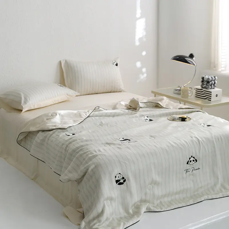 4pcs Tencel Cotton Summer Quilt set with sheets pillowcases, Air Conditioning Quilt, Machine Washable Lyocell Fiber Quilt