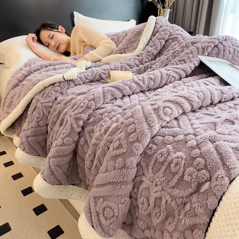 Velvet Warm Sleeping Blanket Soft Comfortable Skin Friendly Coral Fleece Blankets For Bed Cozy Thicken Autumn Winter Blanket