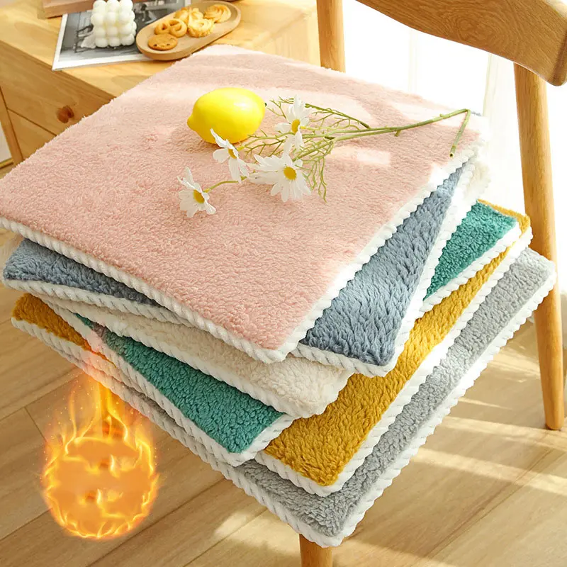 Imitation Lamb's Wool Autumn Winter Office Chair Cushion Soft Thickened Non-slip Seat Cushion Durable Warm Dining Chair Cushions