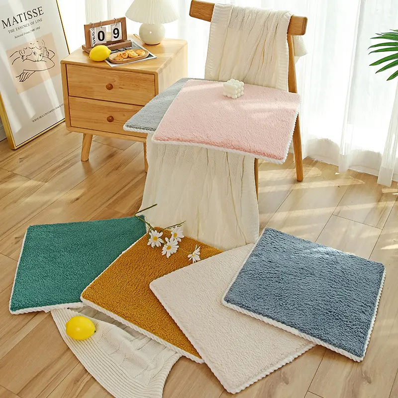Imitation Lamb's Wool Autumn Winter Office Chair Cushion Soft Thickened Non-slip Seat Cushion Durable Warm Dining Chair Cushions