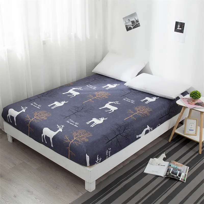 Plaid Printed King Size Fitted Bed Sheet Soft Single Double Bed Sheets Home with Elastic Band Fitted Sheet Full