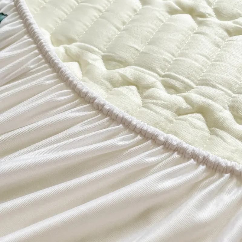 High Quilt Thicken Latex Cooling Mattress Cover Summer Cool Down Soft Bed Mat and Pillowcase Machine Washable Cold Feel Bed Pad