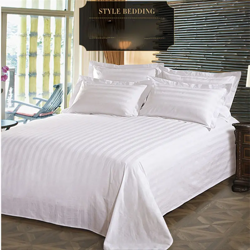 Hotel Style 100% Cottton Comfortable Bed Sheets Soft Skin Friendly and Hypoallergenic Hygroscopic Sheet Durable Washable Sheets