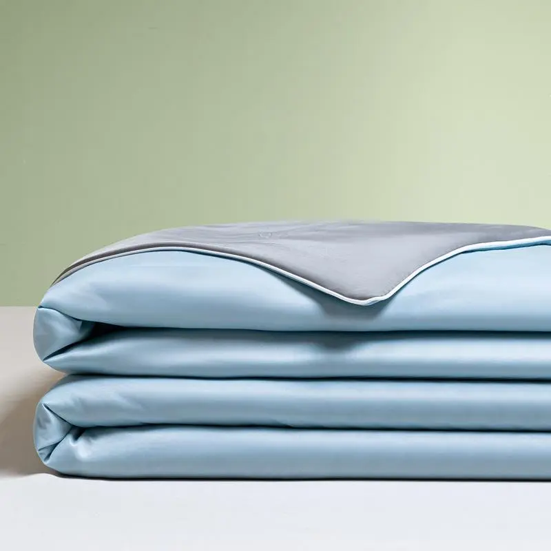 1Pc Summer Solid Color Thin Quilt, Ice Silk Summer Cool Air-Conditioned Quilt, Washable Quilt for Single Double Bed