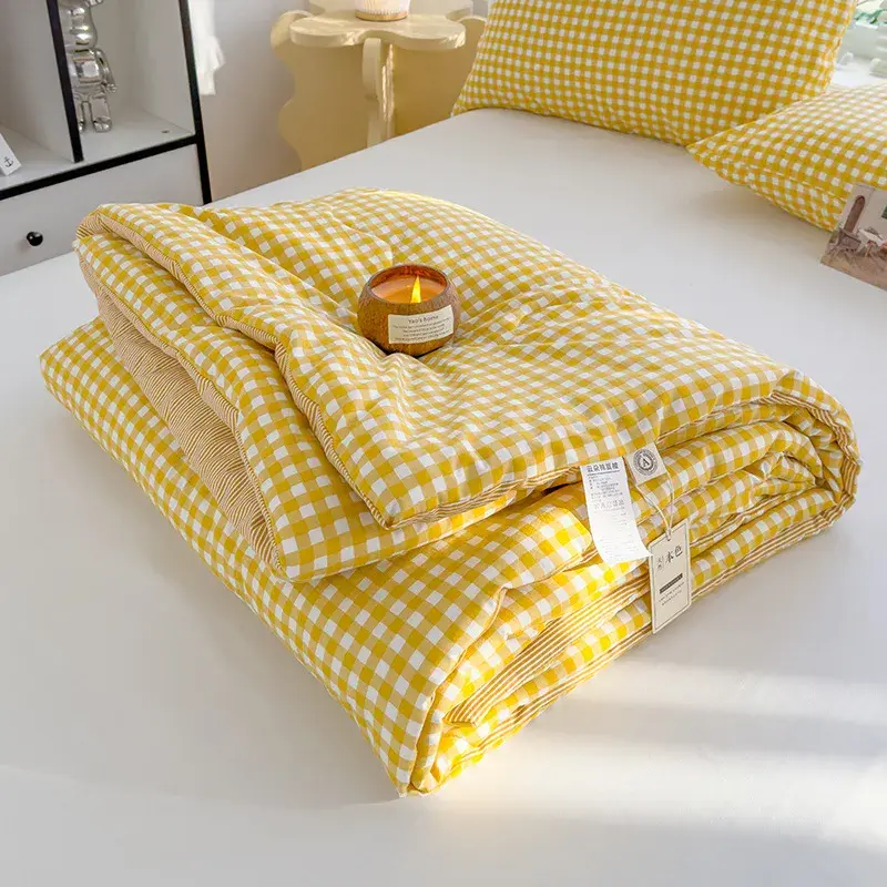 1pc Cotton Summer Quilt Air Conditioning Quilt Soybean Fiber Filling Thin Comforter Nordic Duvet Blanket Bed Four Seasons