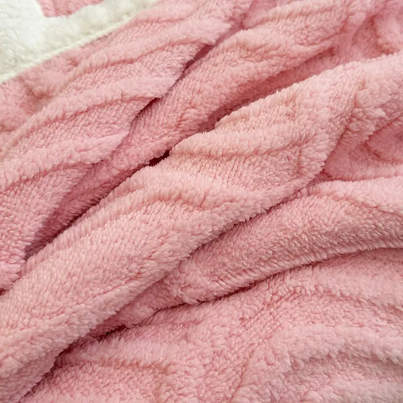 Double Layered Flannel Arch Jacquard Plush Blanket Warm Thick Coral Fleece Winter Quilt Sleeping Naked Skin-Friendly Sofa Cover