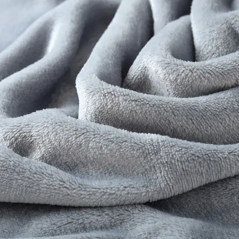 Simple Solid Color Flannel Warm Blanket Multi Functional Skin-Friendly Coral Fleece Bed Cover Fluffy Soft Plush Shawl Cushion