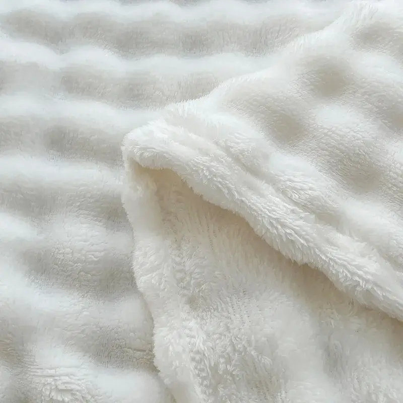 Solid Thickened Bubble Velvet Blanket Super Soft Cozy Flannel Sofa Cover Blanket Single Double Office Nap Air Conditioning Shawl