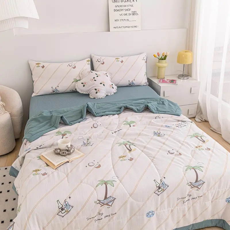 A-Class Soybean Fiber Summer Thin Quilt, Cool Summer Air Conditioning Blanket for Office Nap Student Dormitory Home Quilt