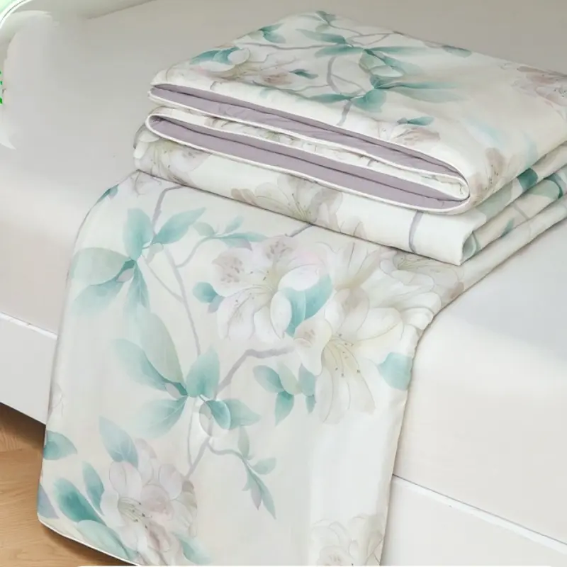 A-Class Knitted Cotton Print Summer Quilt, Cool Feeling Silk Soft Blanket, Air-Conditioned Single Double Blanket Quilt ﻿