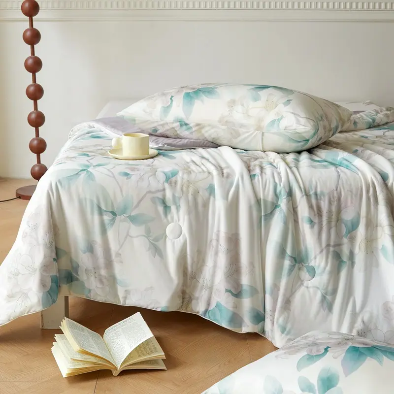 A-Class Knitted Cotton Print Summer Quilt, Cool Feeling Silk Soft Blanket, Air-Conditioned Single Double Blanket Quilt ﻿