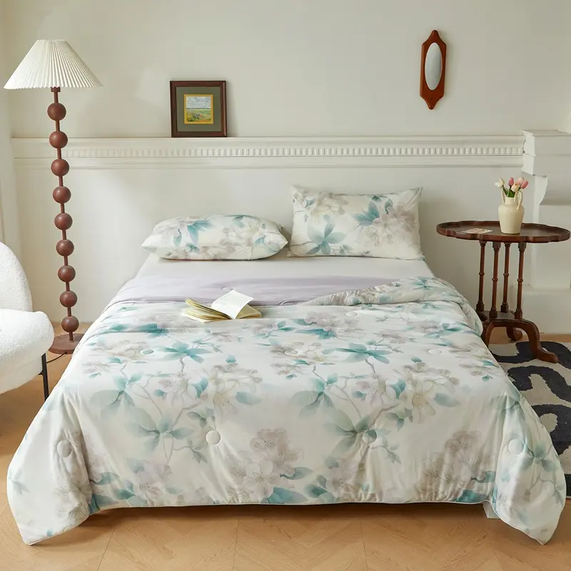 A-Class Knitted Cotton Print Summer Quilt, Cool Feeling Silk Soft Blanket, Air-Conditioned Single Double Blanket Quilt ﻿