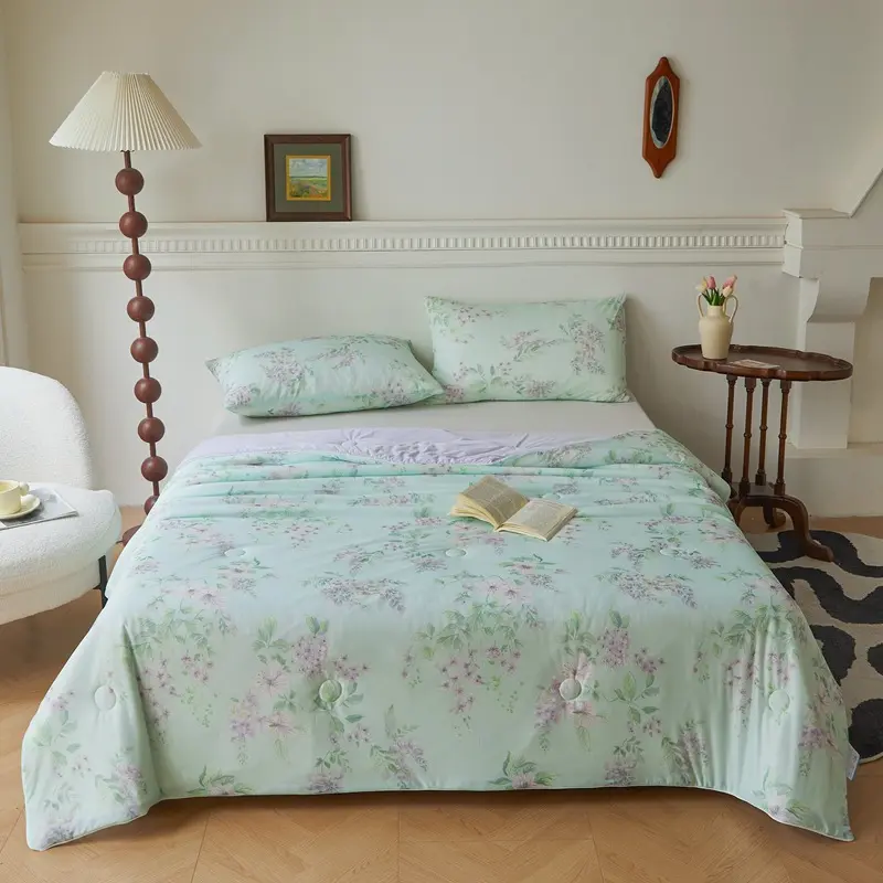 A-Class Knitted Cotton Print Summer Quilt, Cool Feeling Silk Soft Blanket, Air-Conditioned Single Double Blanket Quilt ﻿