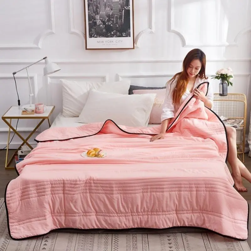Summer Cool Thin Quilt, Air Conditioning Blanket, Solid Color Cool Quilt Blanket for Single Double Bed Sofa