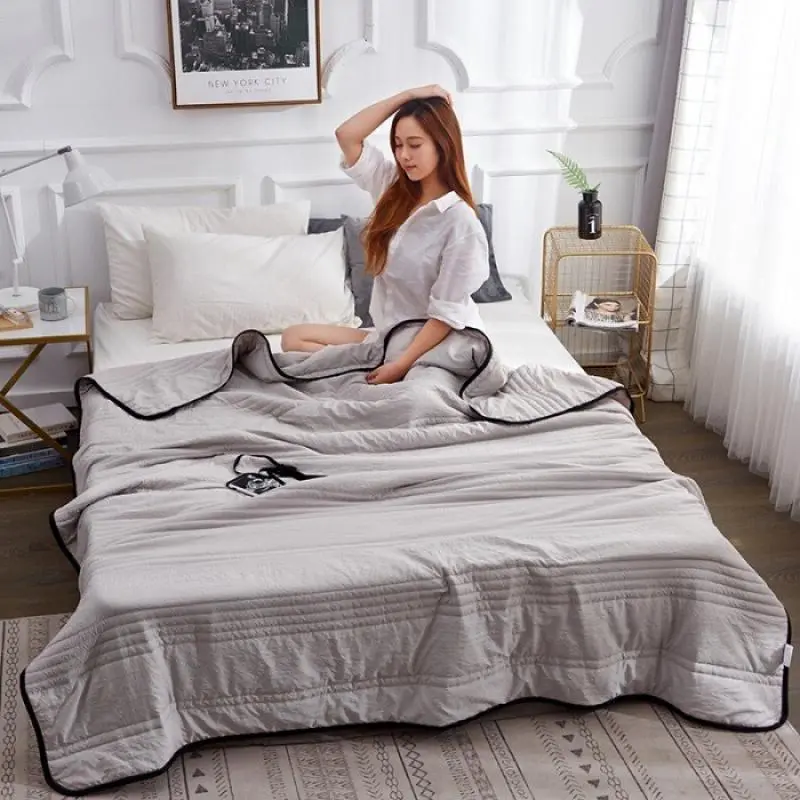 Summer Cool Thin Quilt, Air Conditioning Blanket, Solid Color Cool Quilt Blanket for Single Double Bed Sofa