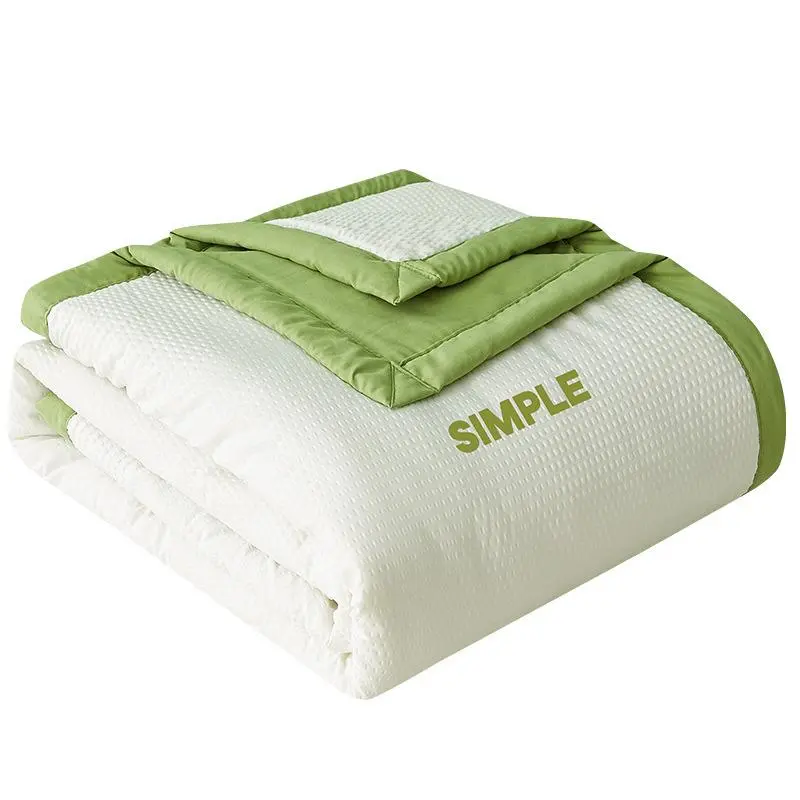 1Pc Bubble Gauze Air Conditioner Quilt, Soybean Fiber Summer Cool Quilt, Class A Washable Single Double Bed Thin Quilt