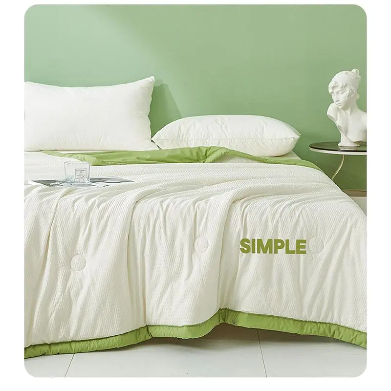 1Pc Bubble Gauze Air Conditioner Quilt, Soybean Fiber Summer Cool Quilt, Class A Washable Single Double Bed Thin Quilt