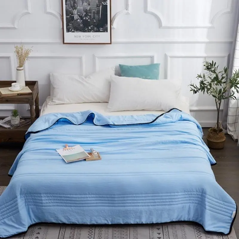 Summer Cool Thin Quilt, Air Conditioning Blanket, Solid Color Cool Quilt Blanket for Single Double Bed Sofa