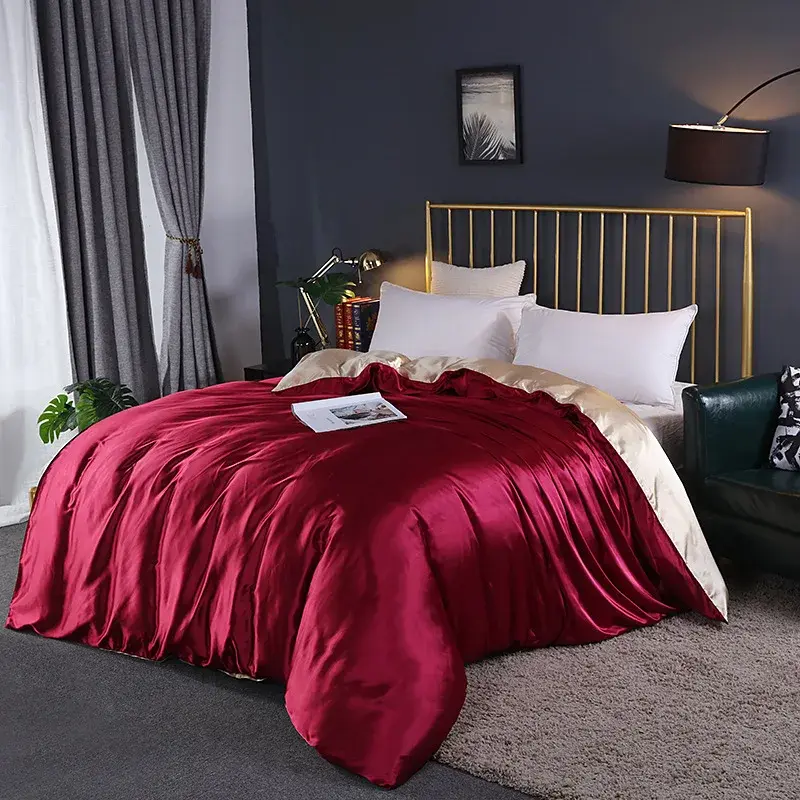 Natural Mulberry Silky Blending Duvet Cover Queen Soft Smooth Quilt Cover Luxury Satin Home King Size Blanket Comforter Covers