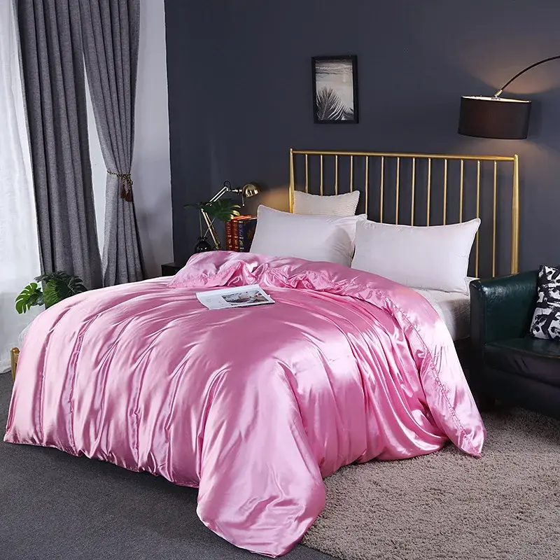 Natural Mulberry Silky Blending Duvet Cover Queen Soft Smooth Quilt Cover Luxury Satin Home King Size Blanket Comforter Covers
