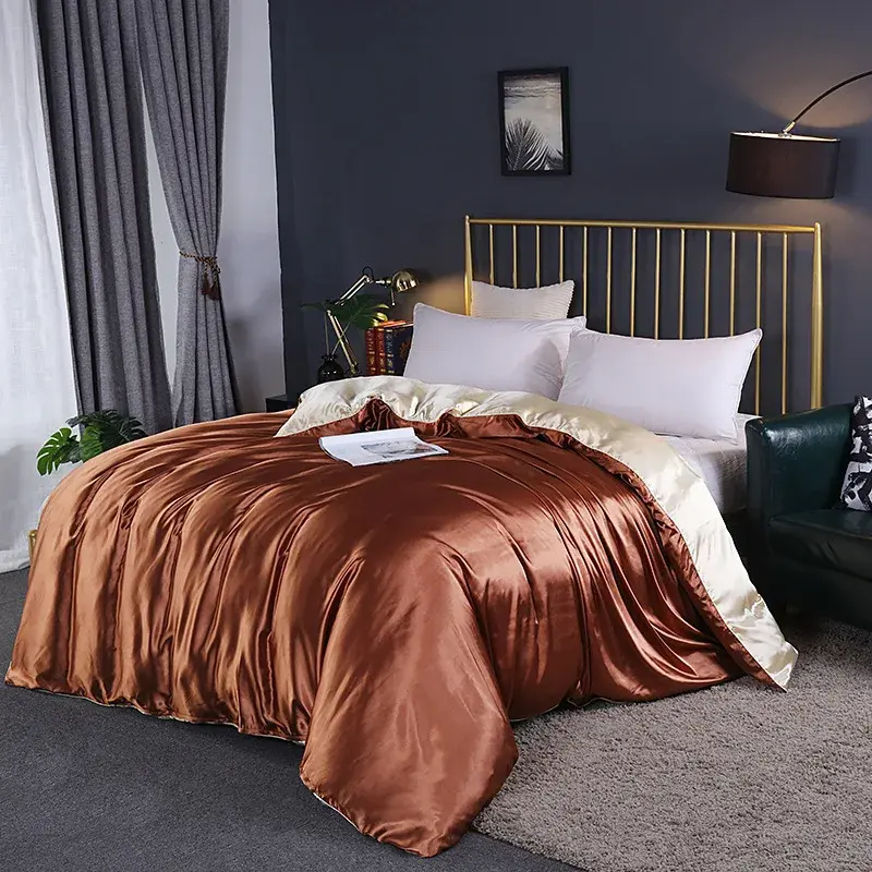 Natural Mulberry Silky Blending Duvet Cover Queen Soft Smooth Quilt Cover Luxury Satin Home King Size Blanket Comforter Covers