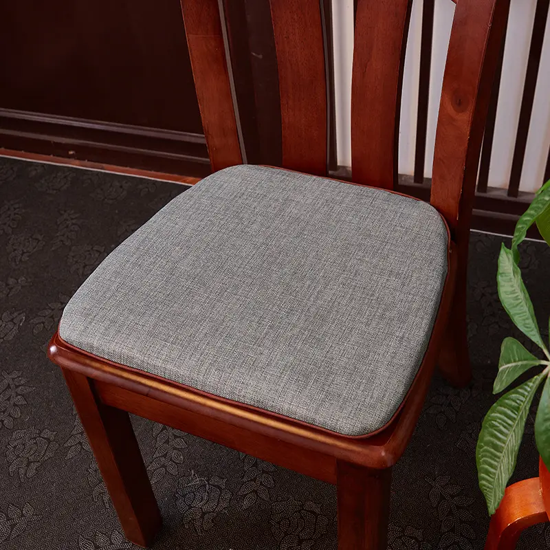 Horseshoe Shape Flax Chair Cushion with Strap Cotton Linen Seat Cushion Non-slip Removable and Washable Dining Chair Cushions