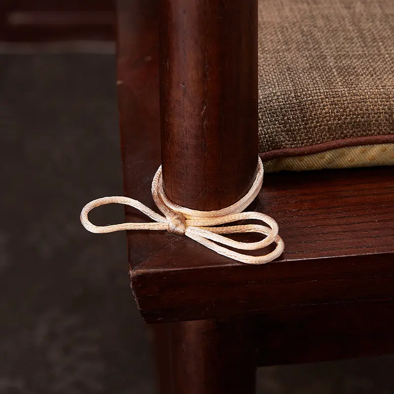 Horseshoe Shape Flax Chair Cushion with Strap Cotton Linen Seat Cushion Non-slip Removable and Washable Dining Chair Cushions