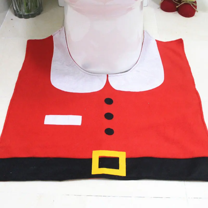 Bothroom Christmas Toilet Decoration Cover Santa Claus Christmas Snowman Toilet Decorative Three-piece Set Cute Bath Accessories