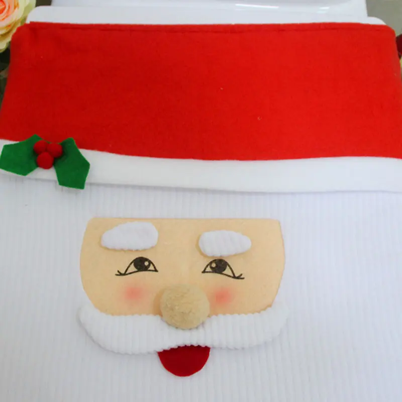 Bothroom Christmas Toilet Decoration Cover Santa Claus Christmas Snowman Toilet Decorative Three-piece Set Cute Bath Accessories