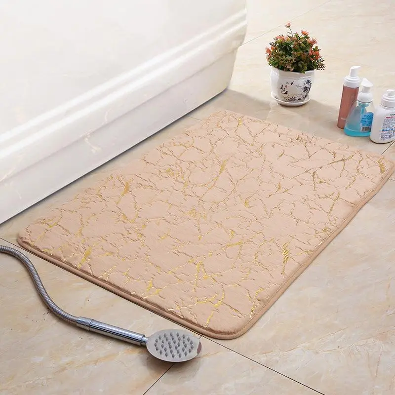 Bathroom Mat White Ultra Soft Non-Slip Quick Dry Machine Washable Marble Shower Rug Big Floor Carpet for Bathroom Bedroom