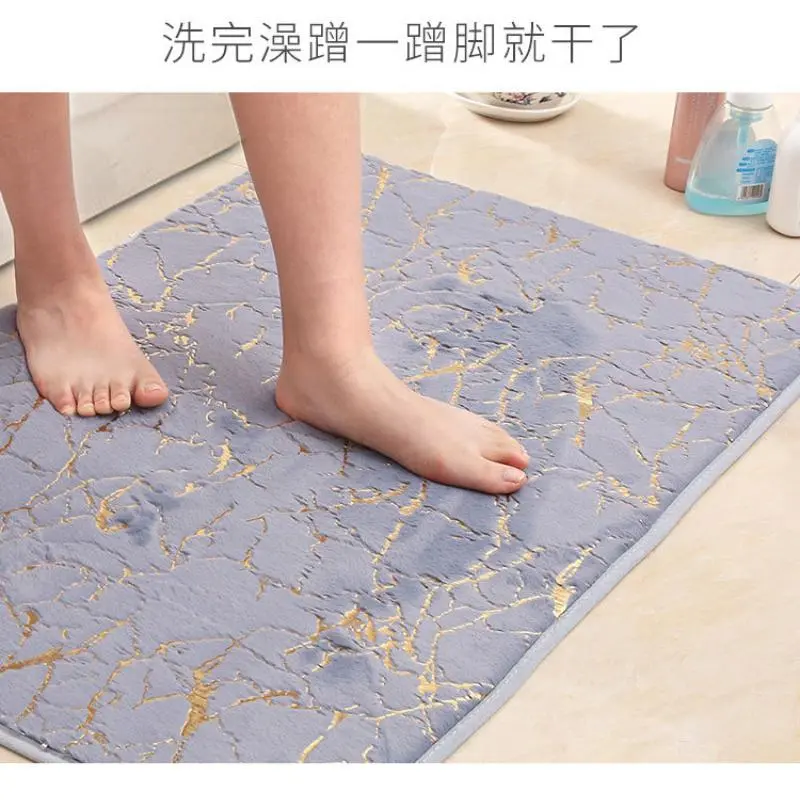 Bathroom Mat White Ultra Soft Non-Slip Quick Dry Machine Washable Marble Shower Rug Big Floor Carpet for Bathroom Bedroom