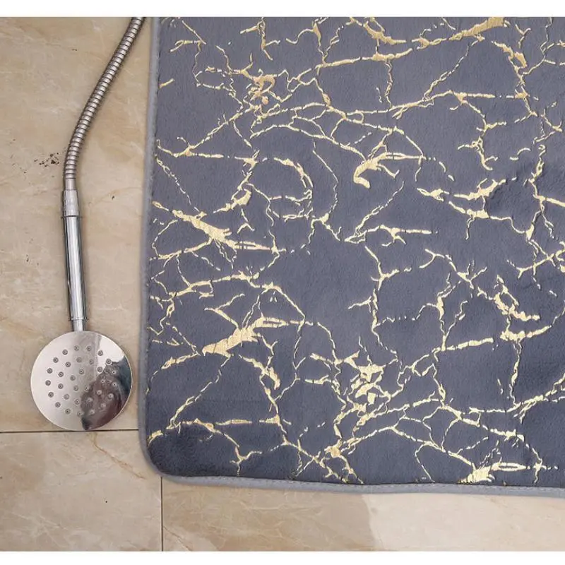 Bathroom Mat White Ultra Soft Non-Slip Quick Dry Machine Washable Marble Shower Rug Big Floor Carpet for Bathroom Bedroom