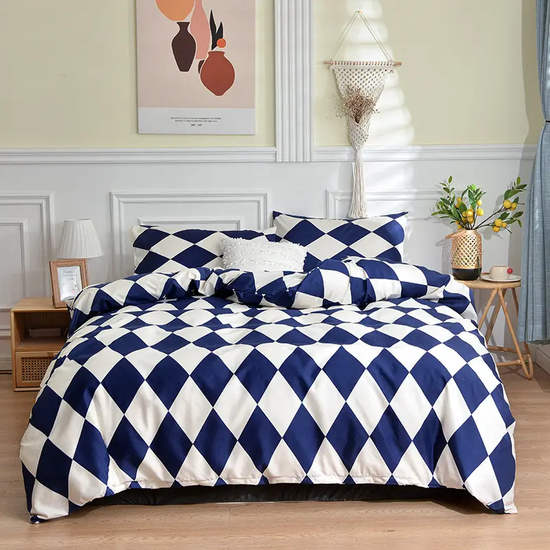 4Pcs Printed Bedding Sets, Geometric Stripes Duvet Cover Set, Home Dormitory Duvet Cover, Bed Sheets, Pillowcases